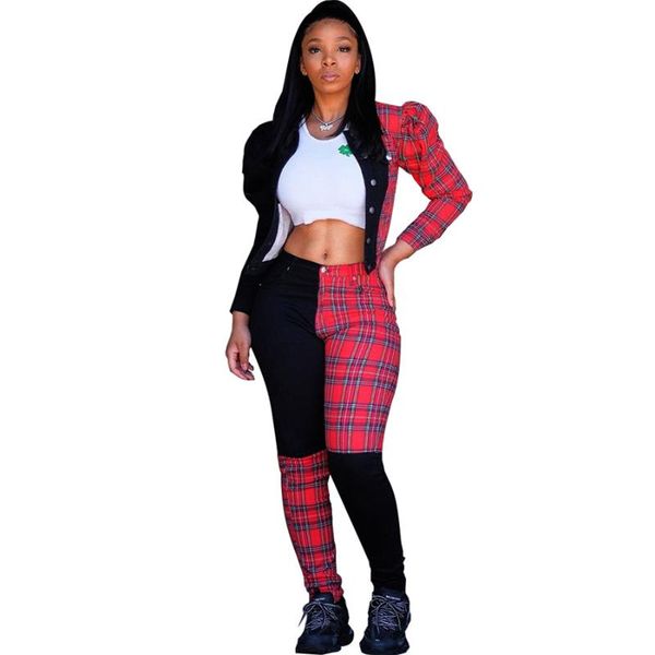 rstylish 2021 cute plaid print patchwork long sleeve jacket skinny pants two pieces set women casual tracksuit club outfits, Gray
rstylish 2021 cute plaid print patchwork long sleeve jacket skinny pants two pieces set women casual tracksuit club outfits, Gray