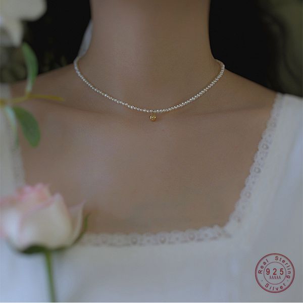 925 sterling silver vintage golden handmade round bead pendant necklace women freshwater pearl clavicle chain jewelry gift q0531
925 sterling silver vintage golden handmade round bead pendant necklace women freshwater pearl clavicle chain jewelry gift q0531