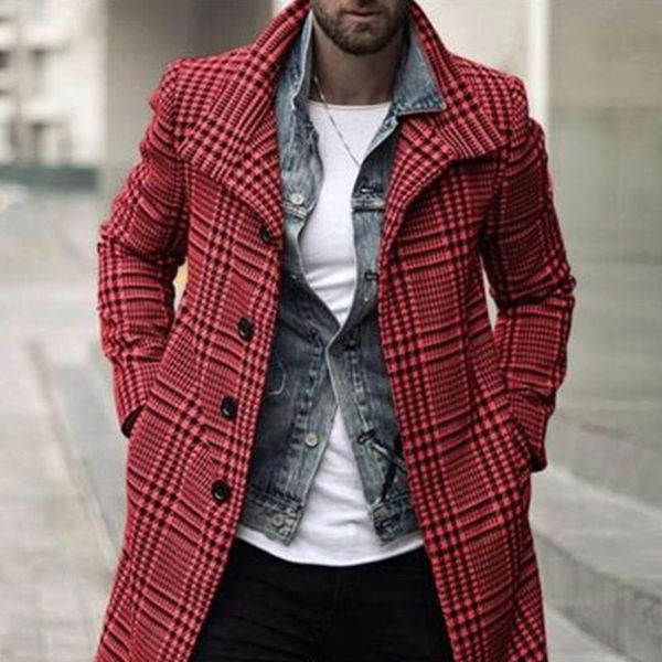 man plaid mid-length trench coat fashion trend long sleeve single-breasted lapel outerwear designer male winter new casual slim woolen coat, Black
man plaid mid-length trench coat fashion trend long sleeve single-breasted lapel outerwear designer male winter new casual slim woolen coat, Black