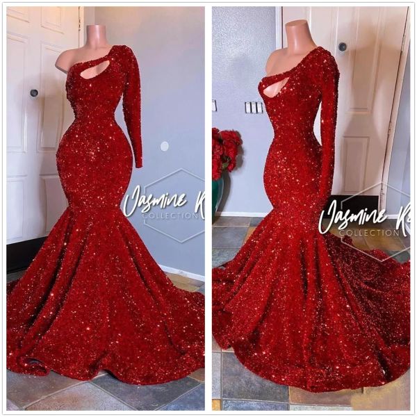 red one shoulder sequins mermaid long prom dresses sparking long sleeves ruched evening gown plus size formal party wear gowns bc3613, Black
red one shoulder sequins mermaid long prom dresses sparking long sleeves ruched evening gown plus size formal party wear gowns bc3613, Black