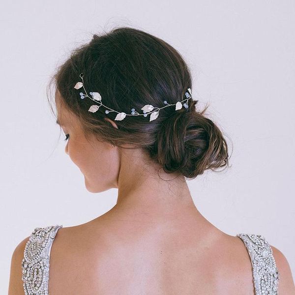 opal rose gold leaf bridal hair vine wedding hair accessories, Golden;silver