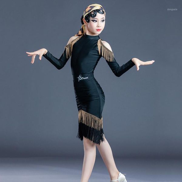 2021 latin dance performance clothing female children latin dance fringe tassel split skirt ballroom costumes1, Black;red
2021 latin dance performance clothing female children latin dance fringe tassel split skirt ballroom costumes1, Black;red
