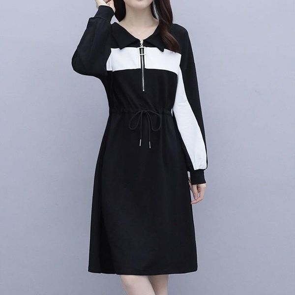 casual dresses ladies patchwork turn down collar dress spring autumn retro elegant temperament loose waist slim thin, Black;gray
casual dresses ladies patchwork turn down collar dress spring autumn retro elegant temperament loose waist slim thin, Black;gray