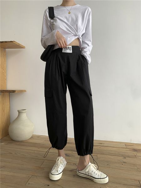 2021 new high waist with string women's overalls spring and solid autumn weight loss nine points casual fashion pants r2bm, Black;white
2021 new high waist with string women's overalls spring and solid autumn weight loss nine points casual fashion pants r2bm, Black;white