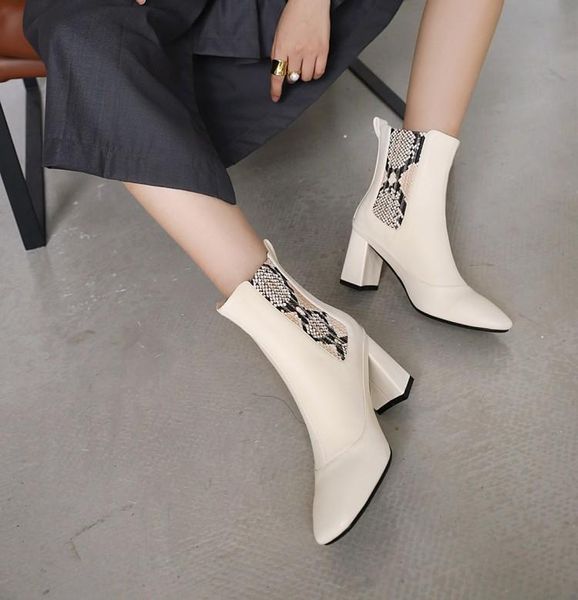 square head thick heel color matching medium boot children 2020 new white denim boots wide tube snake print boots knight, Black
square head thick heel color matching medium boot children 2020 new white denim boots wide tube snake print boots knight, Black