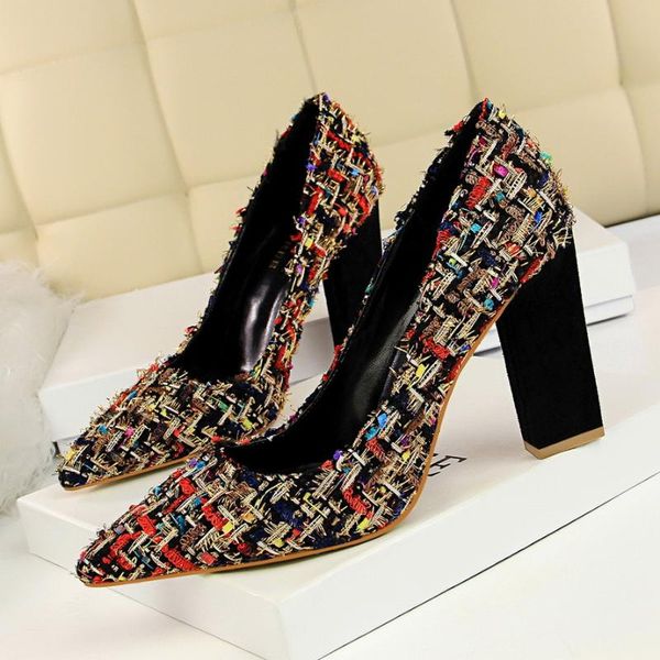 dress shoes women pumps retro high 9.5 cm thick heels 2108 woman female colorblock woven cloth, Black
dress shoes women pumps retro high 9.5 cm thick heels 2108 woman female colorblock woven cloth, Black