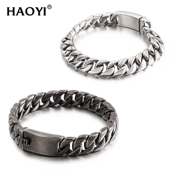 link, chain 12mm 100% stainless steel vintage men thick bracelet male cuban link hand accessories gift couple jewelry pulsera, Black
link, chain 12mm 100% stainless steel vintage men thick bracelet male cuban link hand accessories gift couple jewelry pulsera, Black