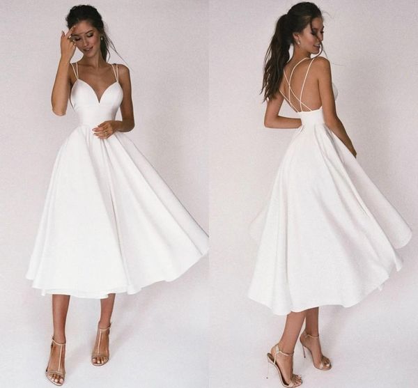 2022 simple wedding dresses sleeveless bridal gown spaghetti straps tea length a line plus size vestido de novia custom made, White
2022 simple wedding dresses sleeveless bridal gown spaghetti straps tea length a line plus size vestido de novia custom made, White