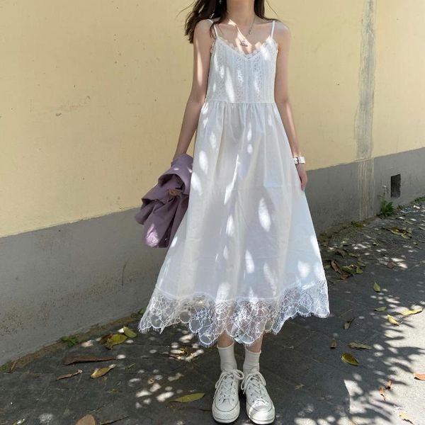 casual dresses summer korean 2021 french minority fairy dress lace v-neck loose medium length suspender, Black;gray
casual dresses summer korean 2021 french minority fairy dress lace v-neck loose medium length suspender, Black;gray