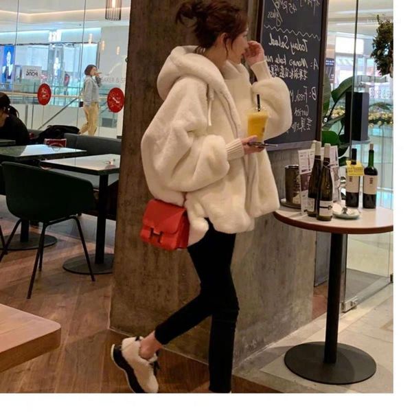 women's fur & faux women 2021 autumn winter coat with hood female fashion casual loose fake jacket artificial outwear s7521, Black
women's fur & faux women 2021 autumn winter coat with hood female fashion casual loose fake jacket artificial outwear s7521, Black