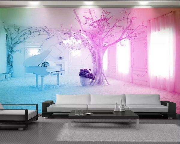 3d modern wallpaper pink flower tree dream piano room 3d wallpaper beautiful and romantic interior decoration living 3d wallpaper