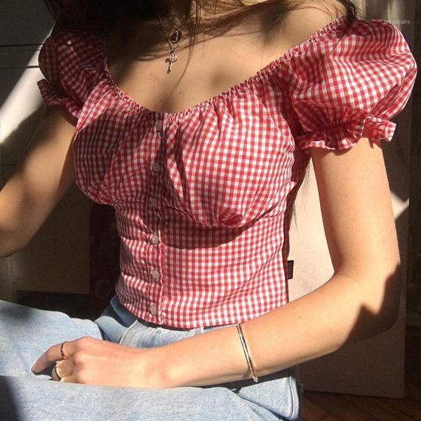 summer ruffle trim women plaidsquare neck button front puff sleeve blouse shirt vintage for womens shirts blouses1, White
summer ruffle trim women plaidsquare neck button front puff sleeve blouse shirt vintage for womens shirts blouses1, White