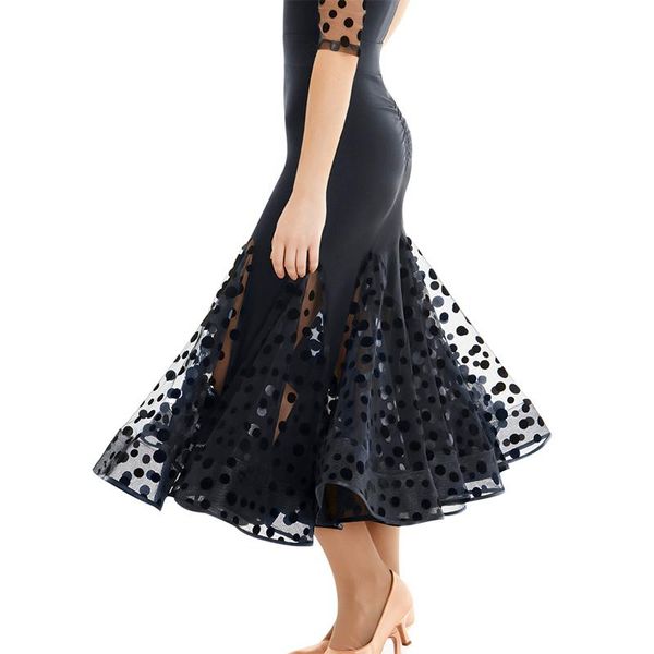 stage wear ballroom dress latin dance skirt women black dots mesh fringe skirts costume practice, Black;red
stage wear ballroom dress latin dance skirt women black dots mesh fringe skirts costume practice, Black;red