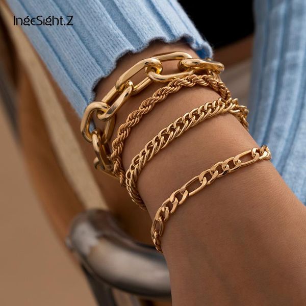 charm bracelets ingesight.z 4pcs/set goth gothic thick curb cuban bangles twisted metal rope chain for women wrist jewelry, Golden;silver
charm bracelets ingesight.z 4pcs/set goth gothic thick curb cuban bangles twisted metal rope chain for women wrist jewelry, Golden;silver