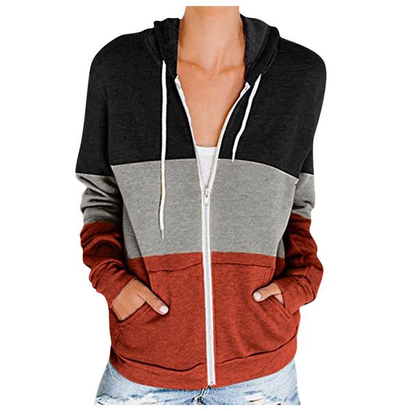 women's full zip hoodie long sleeve pocket loose hooded sweatshirt autumn winter warm jacket, Black;brown
women's full zip hoodie long sleeve pocket loose hooded sweatshirt autumn winter warm jacket, Black;brown