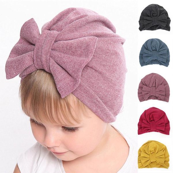 hair accessories winter autumn wool cotton knit baby hat big bows girl bonnet kids girls beanie cap casquette enfant born pography1, Slivery;white