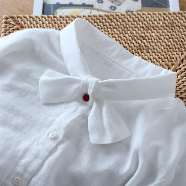japanese knotted stand collar red button cotton double yarn women's clothing all-match white shirt
japanese knotted stand collar red button cotton double yarn women's clothing all-match white shirt