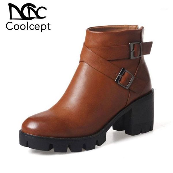 boots coolcept women ankle fashion buckle round head back zipper winter square high heels platform pu leather size 33-431, Black
boots coolcept women ankle fashion buckle round head back zipper winter square high heels platform pu leather size 33-431, Black