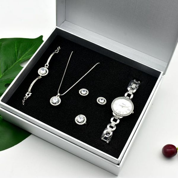 women's quartz watch set luxury five-piece bracelet necklace ring earrings birthday gift fashion valentine's day gift with box 201, Slivery;brown
women's quartz watch set luxury five-piece bracelet necklace ring earrings birthday gift fashion valentine's day gift with box 201, Slivery;brown