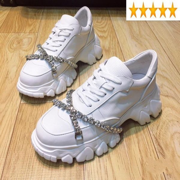 leather real brand flat 100% platform women lace up rhinestones white sneakers street height increasing casual shoes, Black
leather real brand flat 100% platform women lace up rhinestones white sneakers street height increasing casual shoes, Black
