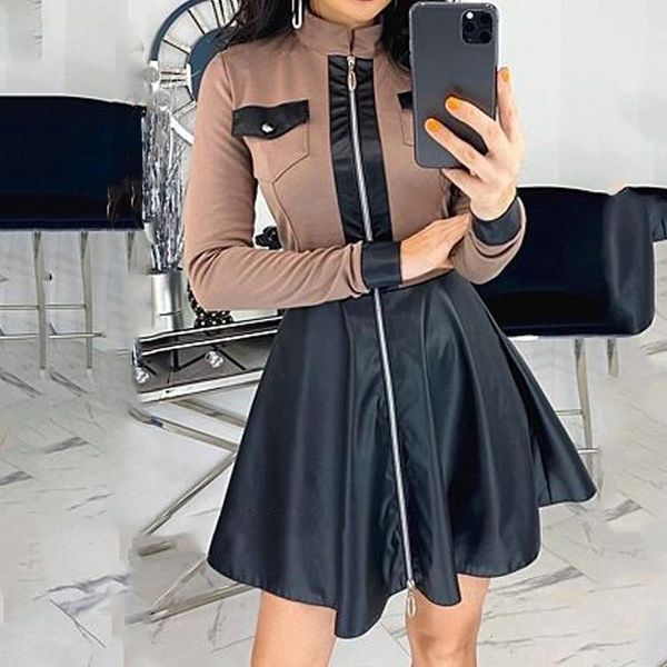 autumn winter full zippers mini dress womens a line splicing leather dress for women bodycon short dress vestidos full, Black;gray
autumn winter full zippers mini dress womens a line splicing leather dress for women bodycon short dress vestidos full, Black;gray