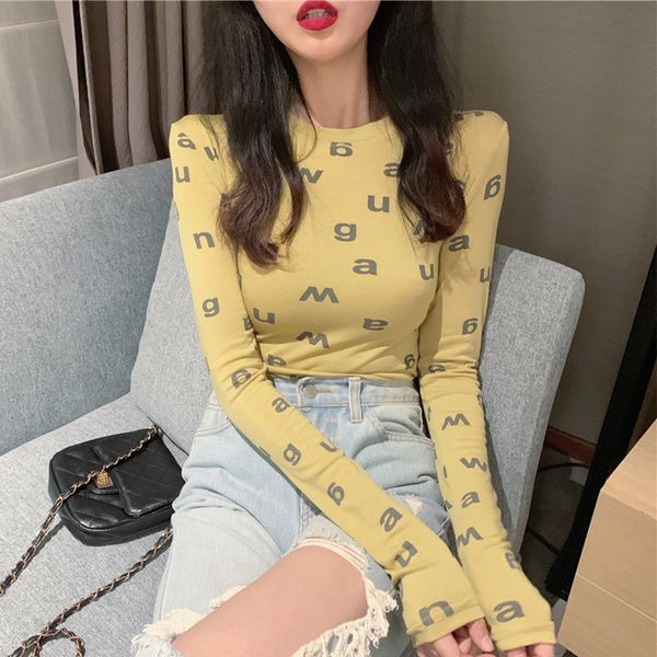 black 2021 bottom autumn and winter for women wear letter tight long shirt thin new 4039, White
black 2021 bottom autumn and winter for women wear letter tight long shirt thin new 4039, White