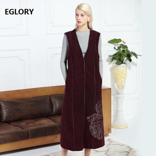 new 2020 winter long vest jackets women v-neck covered button golden fish embroidery sleeveless jacket outwear femme1, Black
new 2020 winter long vest jackets women v-neck covered button golden fish embroidery sleeveless jacket outwear femme1, Black