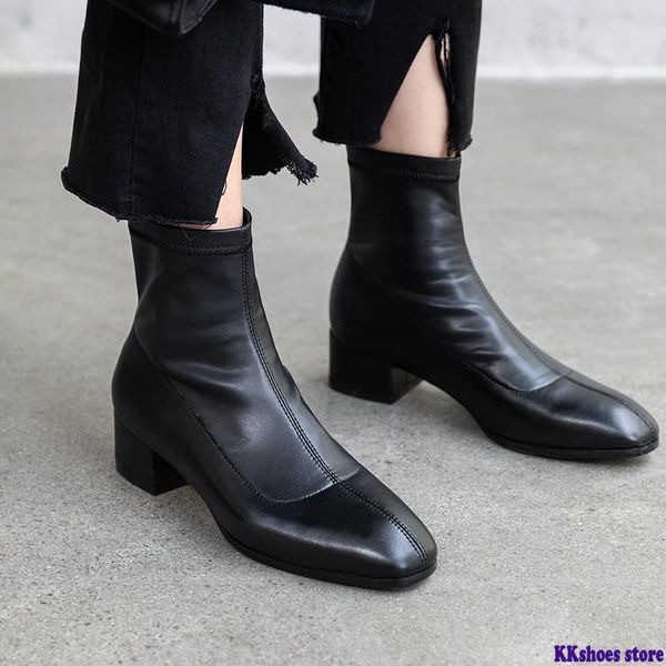 women's mid-heeled superfine fiber boots 2020 autumnwinter zipper new square head square ankle boots fashion big size k296, Black
women's mid-heeled superfine fiber boots 2020 autumnwinter zipper new square head square ankle boots fashion big size k296, Black