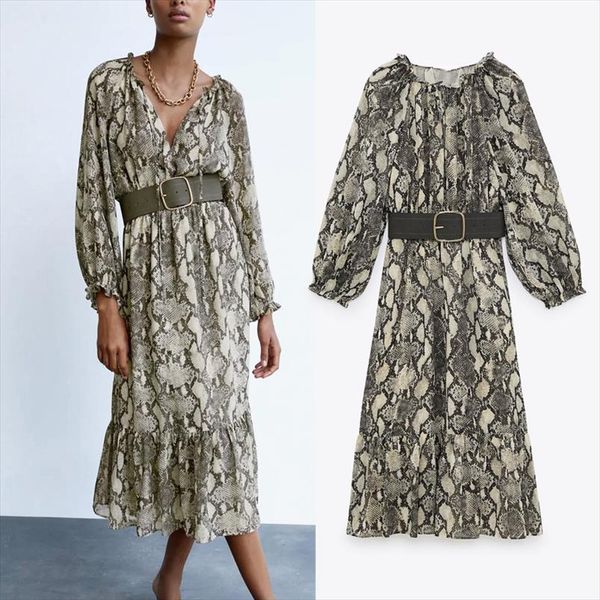 za 2021 women animal print ruffle dress v neck long puff sleeve midi woman dresses elegant ladies african evening party dress, Black;gray
za 2021 women animal print ruffle dress v neck long puff sleeve midi woman dresses elegant ladies african evening party dress, Black;gray