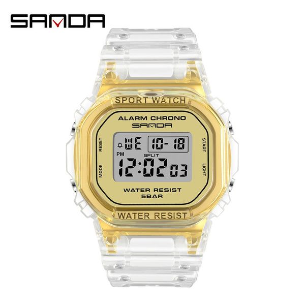 sanda fashion men женщины часы золото повседневная прозрачная цифровая спорт часы любовник подарочные часы водонепроницаемые дети детские ча, Silver