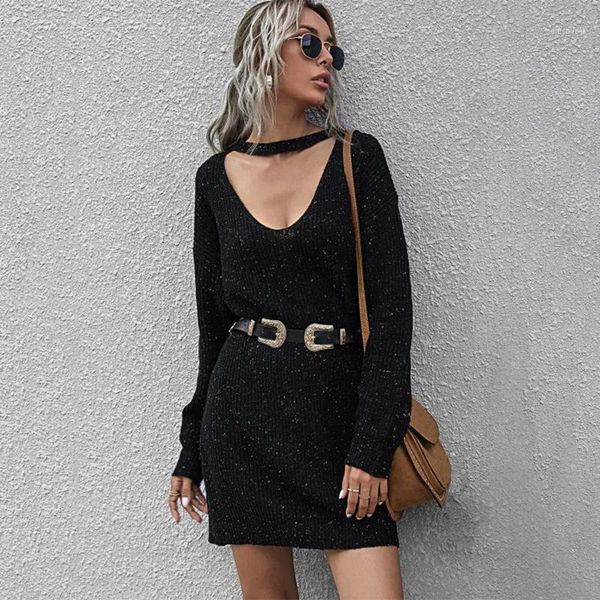 halter v-neck knitted sweater party dress women winter loose black long sleeve mini elegant dresses office ladies y2k1, Black;gray
halter v-neck knitted sweater party dress women winter loose black long sleeve mini elegant dresses office ladies y2k1, Black;gray