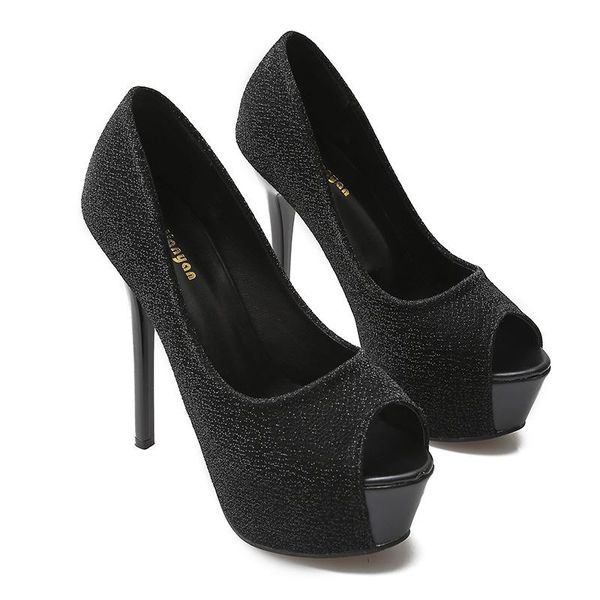 2021 new fashion metal sequins european and american style waterproof platform fish mouth stiletto women's shoes high heels, Black
2021 new fashion metal sequins european and american style waterproof platform fish mouth stiletto women's shoes high heels, Black