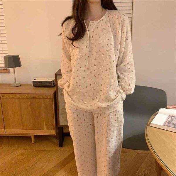 two piece suit o-neck cotton gentle cheery print sweet homewear korean casual loose chic fashion pajamas set, Black;red
two piece suit o-neck cotton gentle cheery print sweet homewear korean casual loose chic fashion pajamas set, Black;red