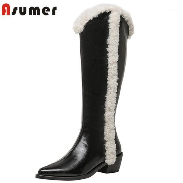 asumer 2021 genuine leather riding boots women thick heel winter casual shoes pointed toe knee high boots women1, Black
asumer 2021 genuine leather riding boots women thick heel winter casual shoes pointed toe knee high boots women1, Black