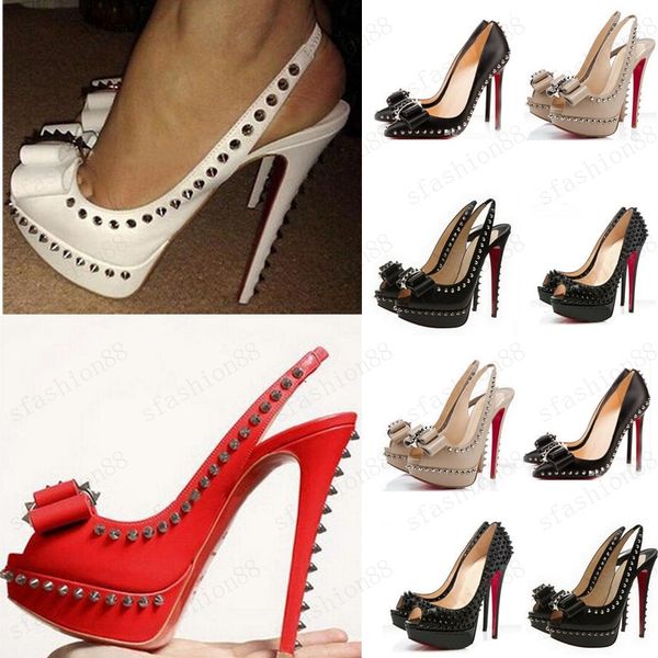 peep toe shoes rivets fish mouth red spikes pointed bottom bottoms high heel women dress shoes size 35-45, Black
peep toe shoes rivets fish mouth red spikes pointed bottom bottoms high heel women dress shoes size 35-45, Black