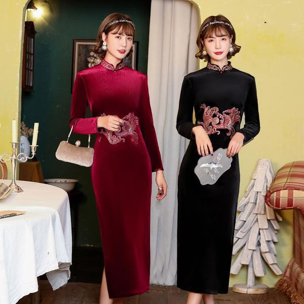 ethnic clothing style chinese cheongsam long standing collar simple purple velvet qipao plus size 4xl plush dress women's, Red
ethnic clothing style chinese cheongsam long standing collar simple purple velvet qipao plus size 4xl plush dress women's, Red