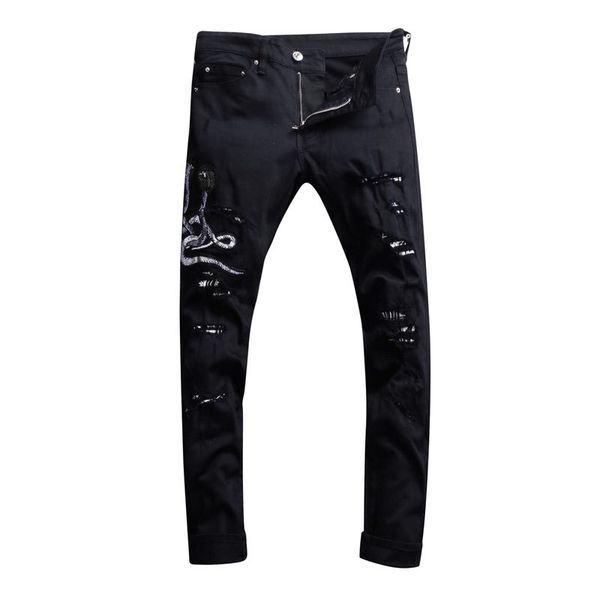 2021 new mode streetwear denim pants fine black men embroidered shredded hip designer jeans h80c, Blue
2021 new mode streetwear denim pants fine black men embroidered shredded hip designer jeans h80c, Blue