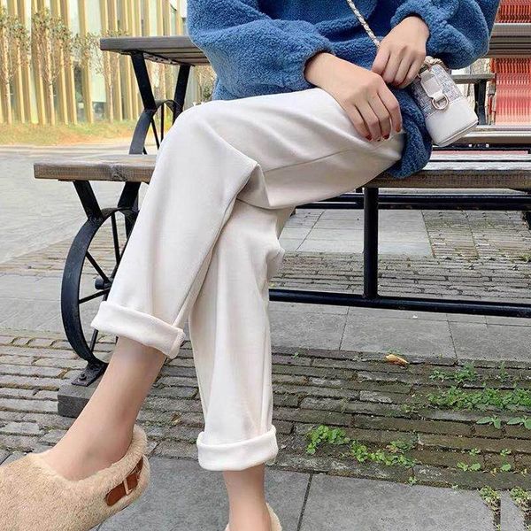women 2021 autumn winter fashion high waist loose warm pants female casual woolen trousers ladies solid color harem pants m481, Black;white
women 2021 autumn winter fashion high waist loose warm pants female casual woolen trousers ladies solid color harem pants m481, Black;white