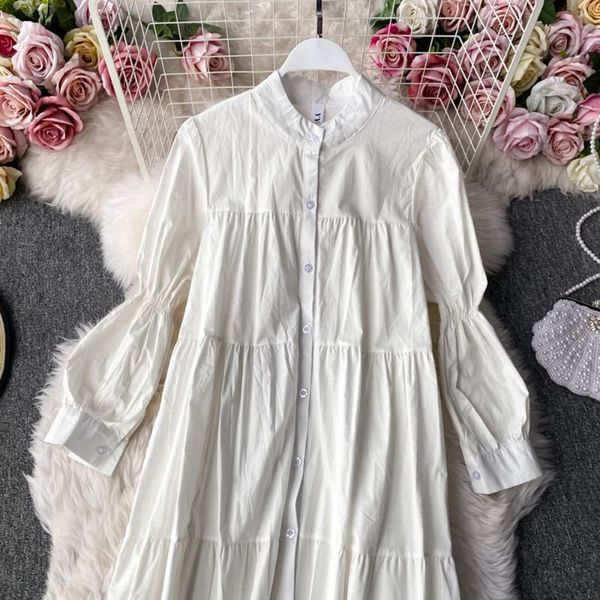 casual dresses shirt dress korean chic age-reducing temperament stand-up collar single-breasted loose ruffled puff sleeve fashion long slim, Black;gray
casual dresses shirt dress korean chic age-reducing temperament stand-up collar single-breasted loose ruffled puff sleeve fashion long slim, Black;gray