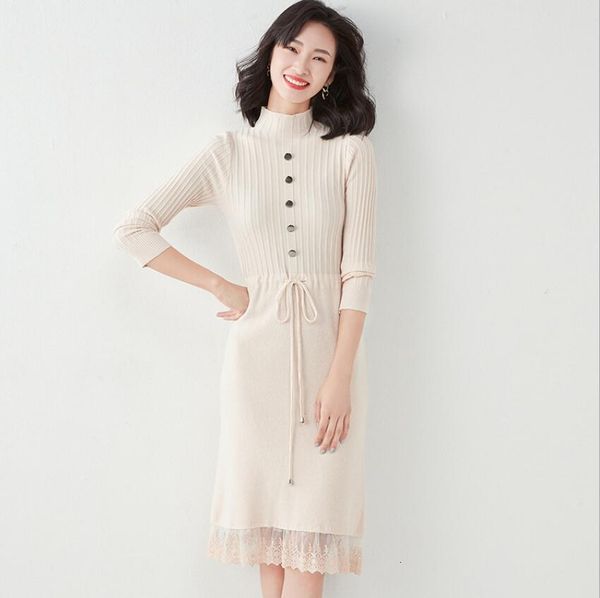 2021 autumn lace splice dress solid female color casual button knitted waist gown p1940 q8pb, Black;gray
2021 autumn lace splice dress solid female color casual button knitted waist gown p1940 q8pb, Black;gray