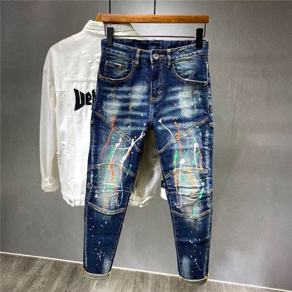 mens jeans rips stretch black jeans italy fashion slim fit washed motocycle denim pants panelled hip hop trousers 11 style, Blue
mens jeans rips stretch black jeans italy fashion slim fit washed motocycle denim pants panelled hip hop trousers 11 style, Blue