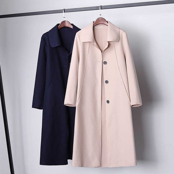 women's woolen blended wool outerwear slim trench coat ladies autumn winter single-breasted elegant long overcoat, Black
women's woolen blended wool outerwear slim trench coat ladies autumn winter single-breasted elegant long overcoat, Black