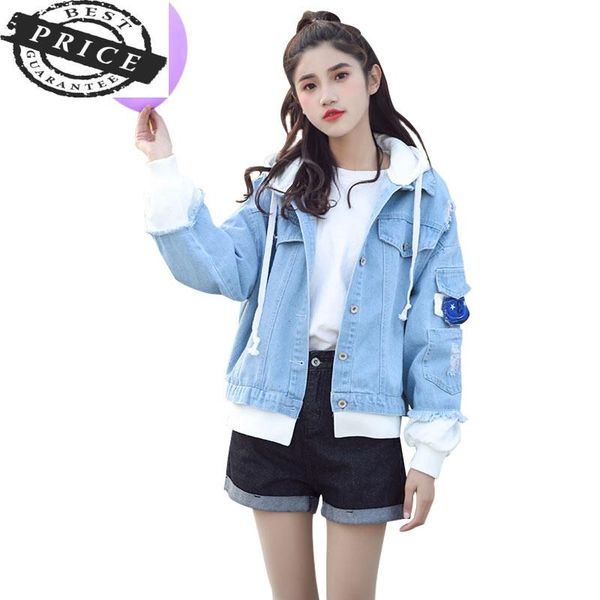 women's jackets autumn women turn-down collar spring single breasted hole denim outerwear loose casual cotton spliced harajuku zx779, Black;brown
women's jackets autumn women turn-down collar spring single breasted hole denim outerwear loose casual cotton spliced harajuku zx779, Black;brown