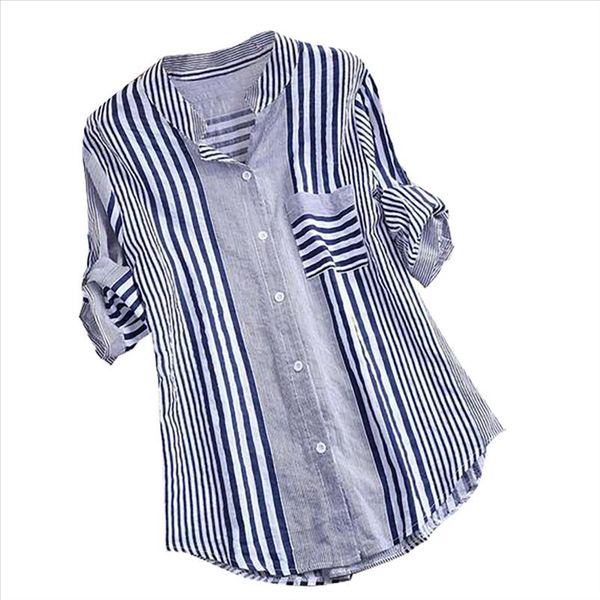 womens and blouses 2021 plus size three quarter striped blouse print v neck loose fit blouse ropa mujer moda, White
womens and blouses 2021 plus size three quarter striped blouse print v neck loose fit blouse ropa mujer moda, White