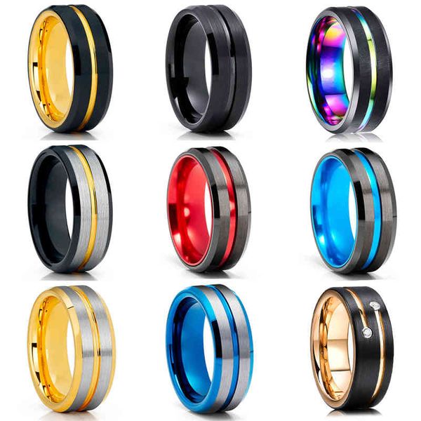 fdlk 8mm men's stainless steel rings blue red rainbow groove beveled edge carbon fiber men's's wedding band jewelry, Silver
fdlk 8mm men's stainless steel rings blue red rainbow groove beveled edge carbon fiber men's's wedding band jewelry, Silver