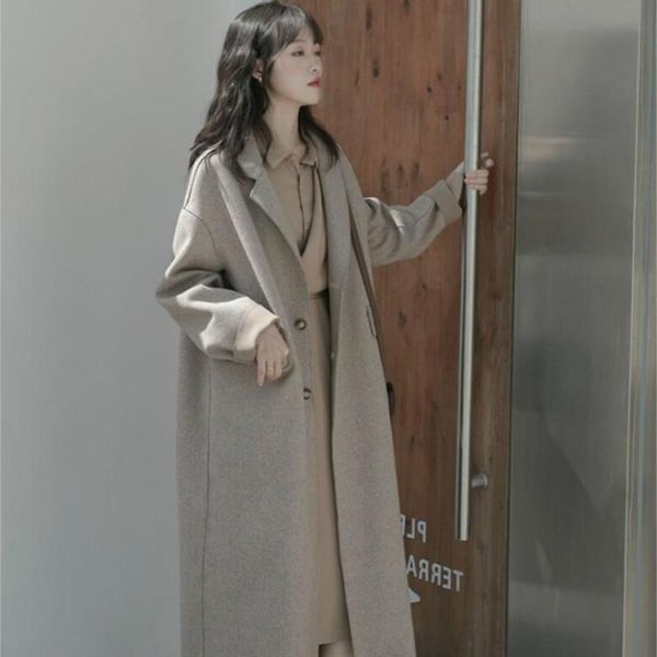 women's wool & blends fashion autumn woolen coat female korean style loose thick warm outwear wide waisted casaco feminino clothes eb50, Black
women's wool & blends fashion autumn woolen coat female korean style loose thick warm outwear wide waisted casaco feminino clothes eb50, Black