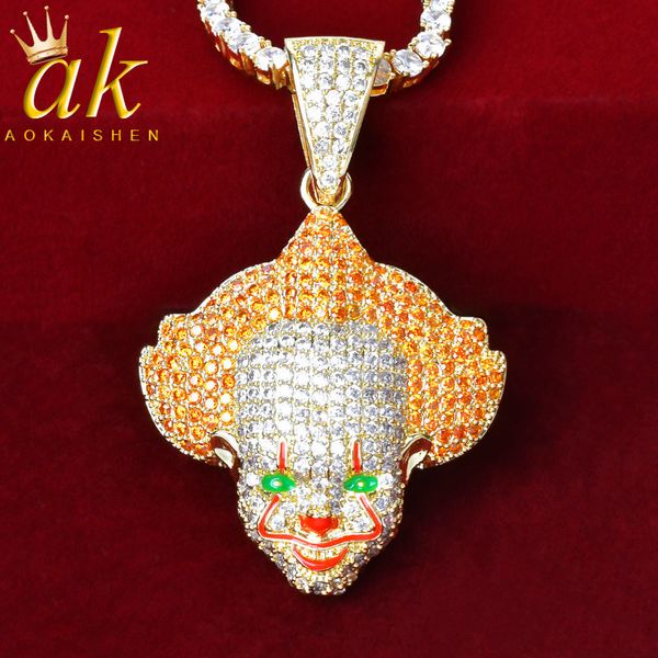 red color clown pendant necklace with tennis chain charm bling cubic zircon men's hip hop rock jewelry q1209, Bronze;silver
red color clown pendant necklace with tennis chain charm bling cubic zircon men's hip hop rock jewelry q1209, Bronze;silver