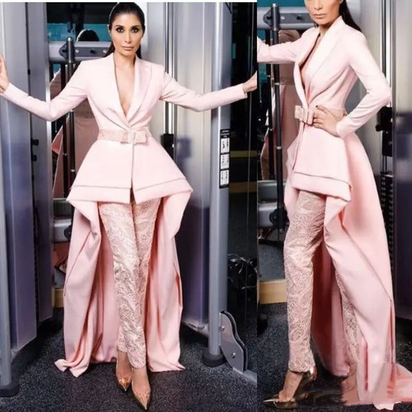 elegant designer high low jumpsuits evening formal dresses v neck pink lace pants prom party wear with long sleeves satin sash celebrity gow, Black;red
elegant designer high low jumpsuits evening formal dresses v neck pink lace pants prom party wear with long sleeves satin sash celebrity gow, Black;red