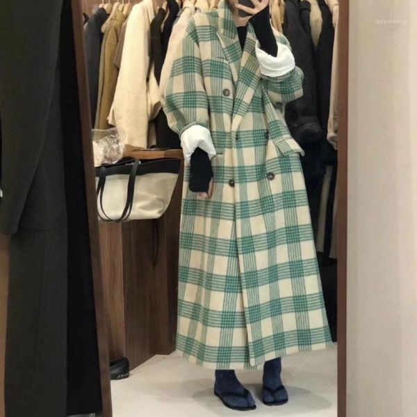 women's wool & blends women winter green plaid long coat jacket loose straight woolen overcoat double breasted cardigan outerwear1, Black
women's wool & blends women winter green plaid long coat jacket loose straight woolen overcoat double breasted cardigan outerwear1, Black