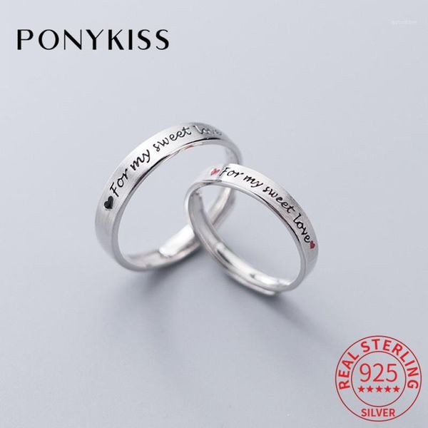 ponykiss romantic s925 sterling silver a pair letter and red heart ring for couple anniversary fine jewelry chic accessories1, Golden;silver 
ponykiss romantic s925 sterling silver a pair letter and red heart ring for couple anniversary fine jewelry chic accessories1, Golden;silver